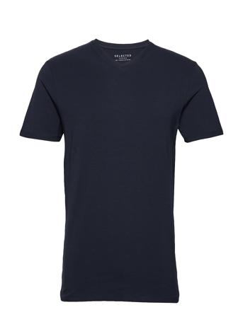 Slhnewpima Ss V-Neck Tee B T-shirt Blå Selected Homme