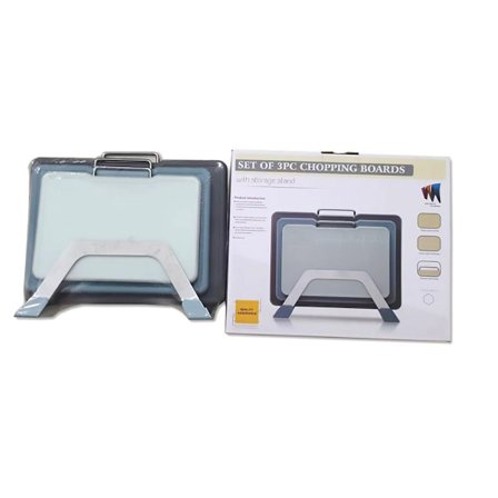 Skärbrädeset 3 delar Dubbelsidiga skärbrädor för köksmatberedning Grå Blå