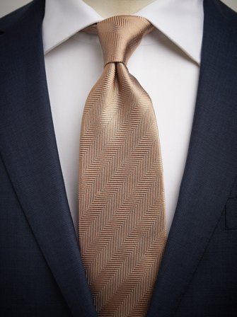 John Henric Men's Champagne Tie Herringbone Size 8