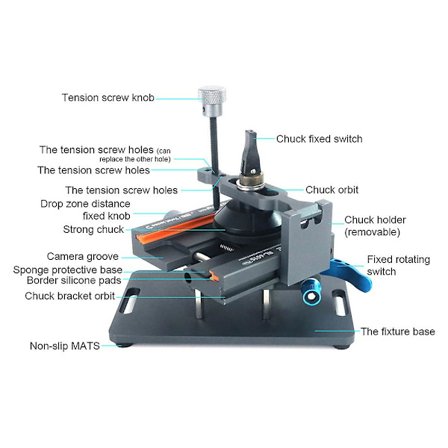 Universal mobiltelefon LCD-skjermseparator Varmefri skjermglass bakdeksel separasjonsverktøy 360 Roterende feste Mobiltelefon skjermseparator verktøy