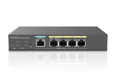 ENGENIUS Switch full managed Switch Extender 5 Port • 4x 1 GbE • 4x PoE at • EXT1105P • EnGenius Cloud