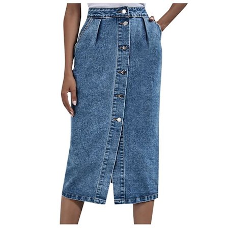 Forårsnederdele til kvinder 2023 Damemode Casual Sexy Højtaljet Enkeltknappet Højtaljet Denimnederdel