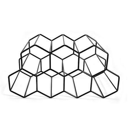 Svart trådhylla, förvaring för 7 flaskor, metallbikaka, en storlek