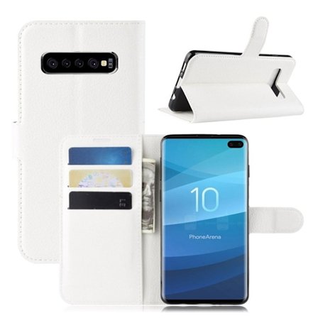 Samsung Galaxy S10 Plus litchi läderfodral - Vit