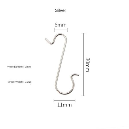 100 STK Metallkrokhållare S-formad krok SILVER 100 STK 100 STK