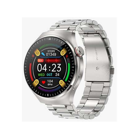 Smartwatch med One-Touch Hälsokontroll EKG Blodtryck Kroppsfettmätning och SOS-Funktion Silver