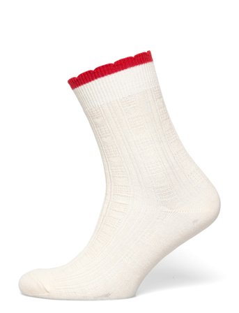 Scallop Sock Cream Becksöndergaard