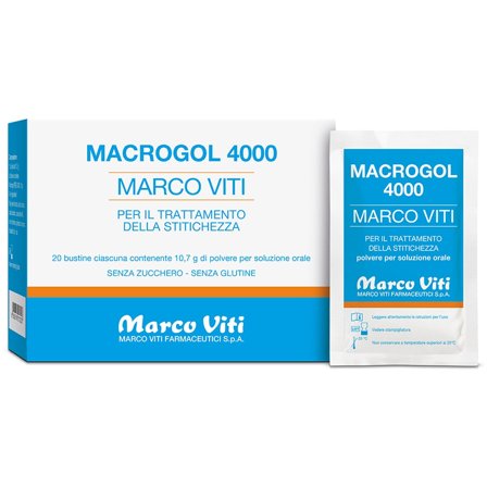 Macrogol 4000 20 Bustine Trattamento Stipsi Efficace