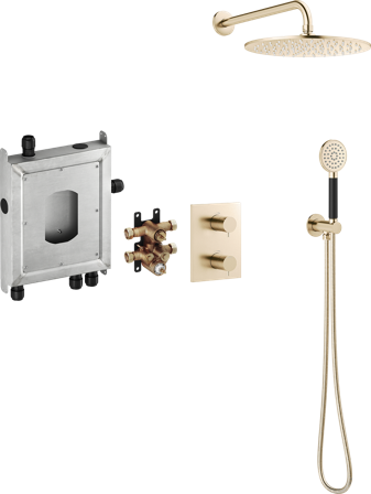 Mora INXX II 275000.62 Takduschpaket för inbyggnad, med omkastare Borstad mässing, Badrum