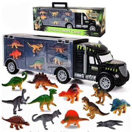 Dinosaurieleksak Lastbil Transportlastbil Leksak med Dinosaurieleksak Djurleksak Dubbel Inbyggd Förvaringsset För Barn