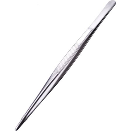 Lang matpinsett 10-tommers rett pinsett med presisjonshakkede spisser - Premium rustfritt stål pinsett for BBQ grilling matlaging steking a