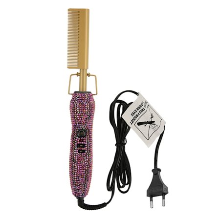 Sähköinen kuumakampa hiusten suoristamiseen, kaksoiskäyttö, tasainen lämmönjohtavuus, kiiltävä violetti sähköinen hiustenkiharrin kampa kotikampaamoon