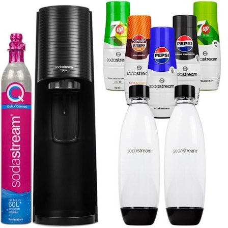 Sodamaskin - SodaStream - Terra Svart - 2 flaskor - 5 Pepsi 7UP sirap - Quick Connect