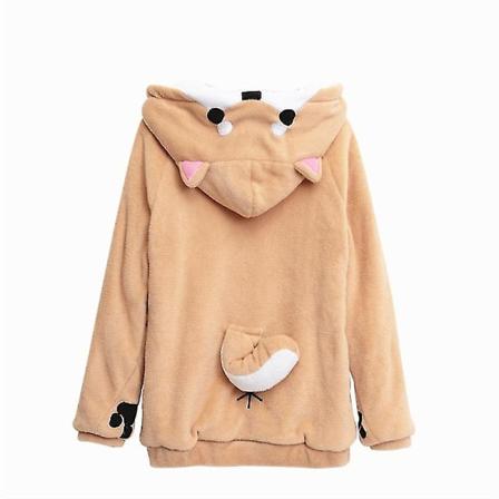 Shiba Inu Doge Kawaii Hettegenser for kvinner - Fløyelsmyk, langærmet, hettegenser i plysj M