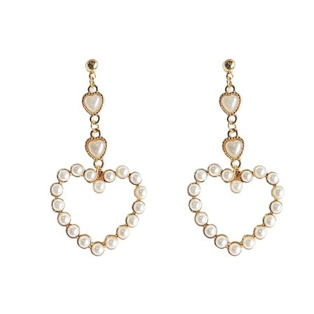 Elegante Æstetiske Fine Perle Sød Hjerteformet Drop Dangle Øreringe Brude Bryllup Fødselsdagsfest Valentinsdag Hjertegaver Smykker til Kvinder
