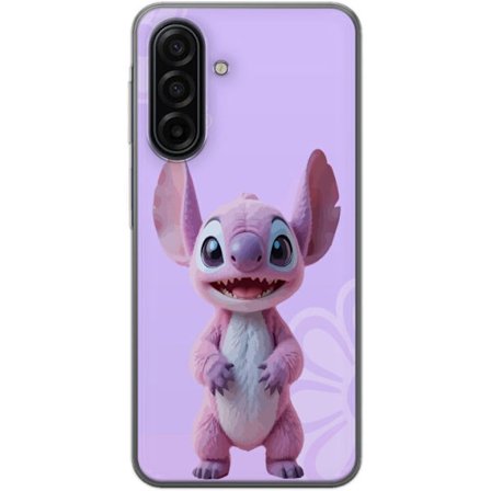 Kompatibelt Mobilskal till Samsung Samsung Galaxy A17 5G Pink Stitch kawaii motiv - söt rosa figur i tecknad stil med blommor, perfekt för fans av s