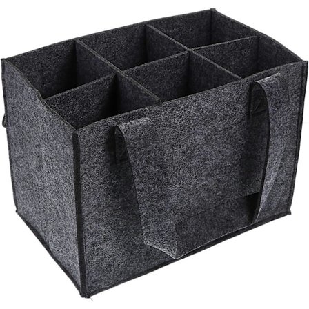 6-flasks Vinlåda Vattenflaskehållare Vinförvaringsväska Flaskkorg Flaskväska 6 flaskor Männersdagspresenter med Avdelare Filt Isolerad Flaska