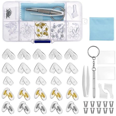 25 par briller neseputer silikon, silikon skru-i neseputer for briller solbriller briller reparasjonsverktøysett, A