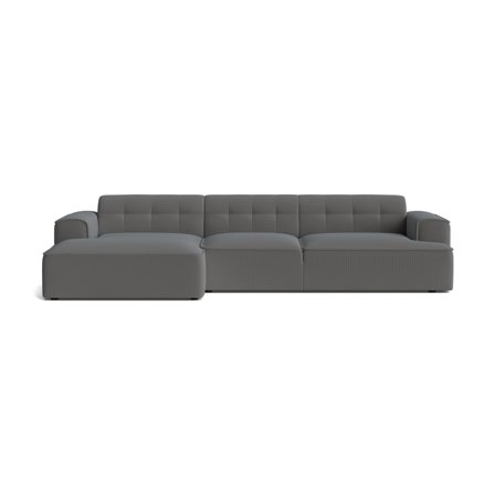 Marbella XL Chaiselongue-Sofa, links in Lisboa Anthrazit, modernes Design mit Steppmuster, komfortable Polsterung, 75cm Höhe, elegant.