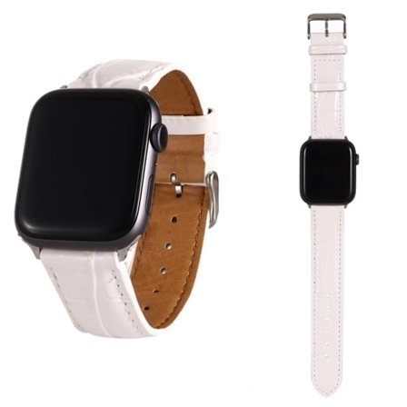 Apple Watch Series 5 / 4 40mm leather case with crocodile pattern - White