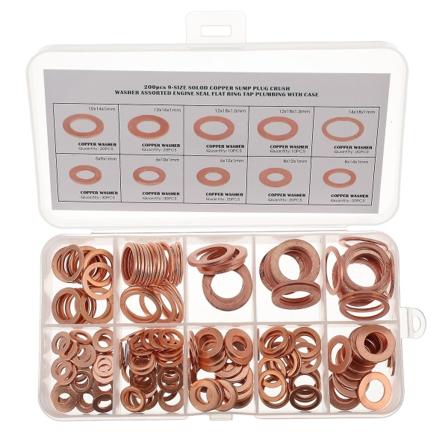 200 stk kobberbrikke flat ring kobber tetningsbrikker flat ring tetning pakning