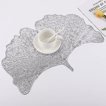 4-pakning Ginkgo Biloba Dekorative Bordbrikker PVC Bordbrikker Hule Bordbrikker Varmebestandige Sklisikre Bordbrikker Blad Bordbrikke For 
