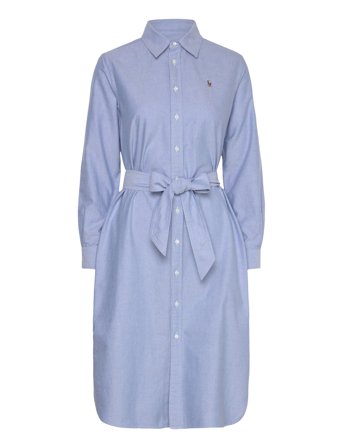 Polo Ralph Lauren Belted Cotton Oxford Shirtdress - Blue - 34