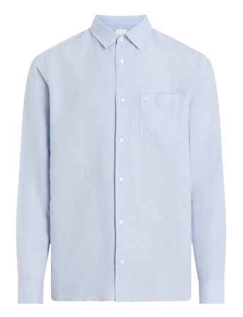 Linen Cotton Regular L/S Shirt Blue Calvin Klein