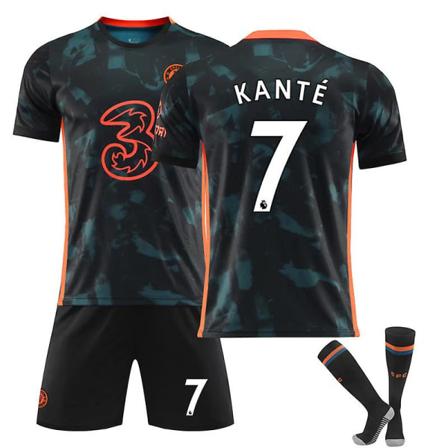 Chelsea 2021-2022 Udebanesæt nr. 7 N'Golo Kant T-shirt Uniform Fodboldtrøje til Voksne og Børn 20