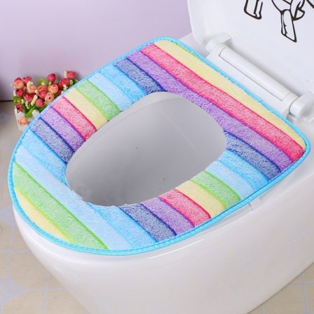 Toalettsetetrekk Blå frynser Vaskbart Bad Mykt Tykt