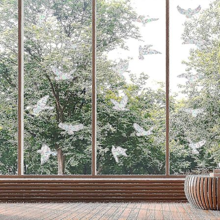 Anti-kollisions Vinduesmærker Fugle Silhuetter Glasdørsbeskyttelse Og Red Fugle, Transparent (20 Silhuetter)