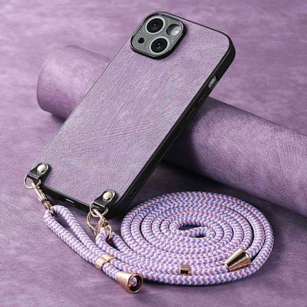 Skal för iPhone 13 Mini lila kedja crossbody enfärgad hudkänsla armband handledsrem snodd