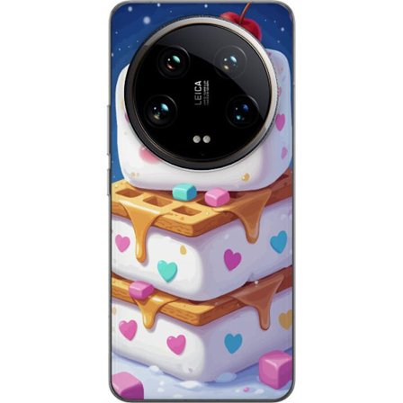 Xiaomi 14 Ultra Gennemsigtig cover Sød marshmallowfigur med hjerter, vafler, sirup og farverige stykker skaber et legende dessertmotiv i en glad og l