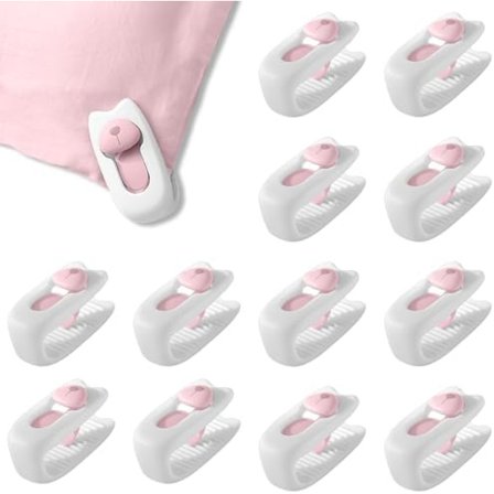 12 st Duvetklämma (Vit), Halkskydd Duvetklämma, Lakan Klämma, Klädnypa