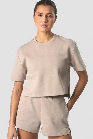 ICANIWILL - Revive Heavy Cropped T-Shirt Wmn Light Greige - Dam - Träningskläder från ICIW