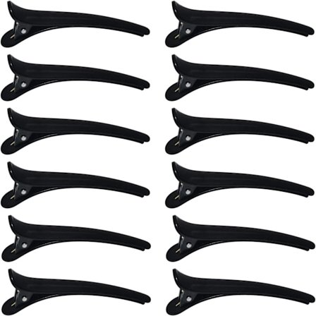 Hårsektionering Clips - 12 stk. Sorte Plastik Frisør Clips - Professionelt Hårstyling Salon Værktøj til Kvinder Mænd