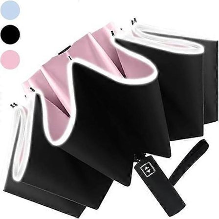 Inverteret Automatisk Paraply med 10 Ribber, Vindtæt, Sammenklappelig Paraply med Reflekterende Stribe, Kompakt Rejseparaply til Regn UV-Beskyttelse[D