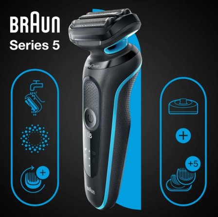 Braun Series 5 51-M4500cs Elektrisk Barbermaskin (mintgrønn) Med skjeggtrimmer, ladestativ