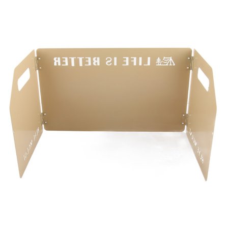 Camping Kogeblus Vindskærm Udendørs Foldbar Bærbar Metalovn Vindskærm Vindblokering Tri-vægt Khaki