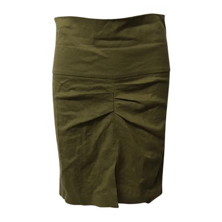 Isabel Marant Pre-owned Isabel Marant Wide Waistband Gathered Pencil Nederdel in Olive Green Linen Grøn, Dame