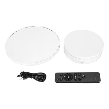 Roterende skærmsstativ 2 i 1 automatisk 360 graders elektrisk drejeskive med fjernbetjening til fotografering af produkter Smykker Hvid