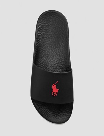 Polo Ralph Lauren Signature Pony Slide Svart Sandaler Unisex - Kids Brand Store