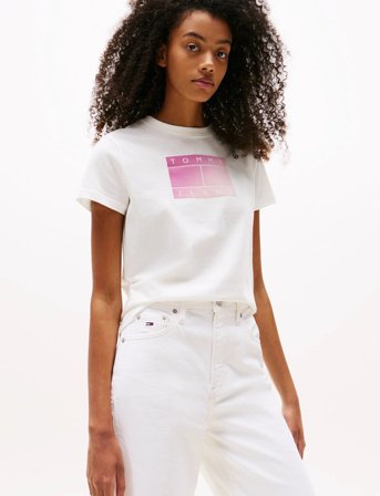 Tommy Jeans Tjw Reg Gradient Flag Ss - White - M