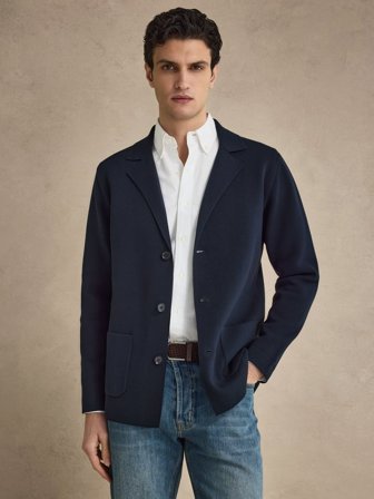 John Henric Men's Marineblaue Strickjacke Regular Fit Size XS