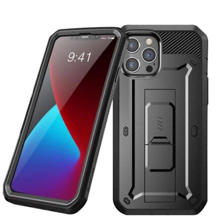 Skyddsskal - Supcase - Unicorn Beetle Pro - iPhone 12 Pro Max - Svart - Bältesklipp