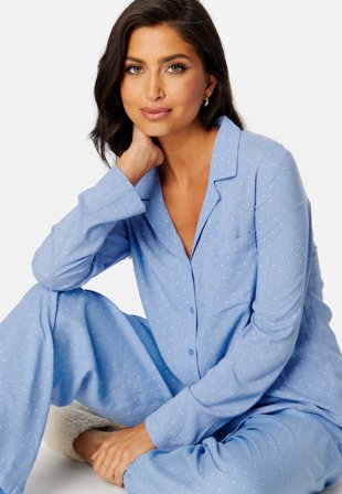 BUBBLEROOM Roslyn pyjama shirt Light blue / Offwhite Klær