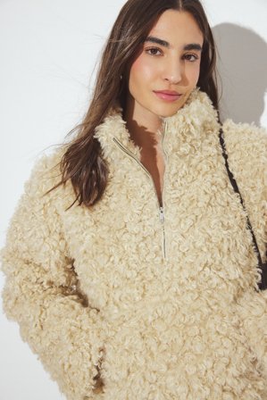 Handpicked x NA-KD Lurvig jacka - Teddy jackor och kappor - Beige - XL (EU 46)