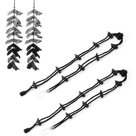 Svart 2-pack elastiska strumphållare med 10 glidande öglor, hopfällbar