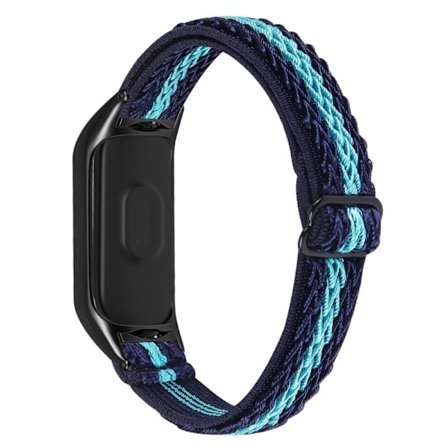 Xiaomi Mi Smart Band 6 / 5 elastinen nailon kellonhihna - Keskiyön Sininen / Mintunvihreä