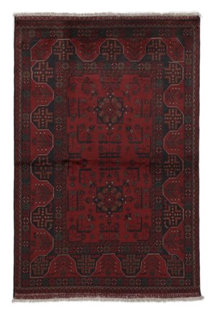 Handgeknüpft Afghan Khal Mohammadi 102X151 Wollteppich Schwarz/Dunkelrot Klein